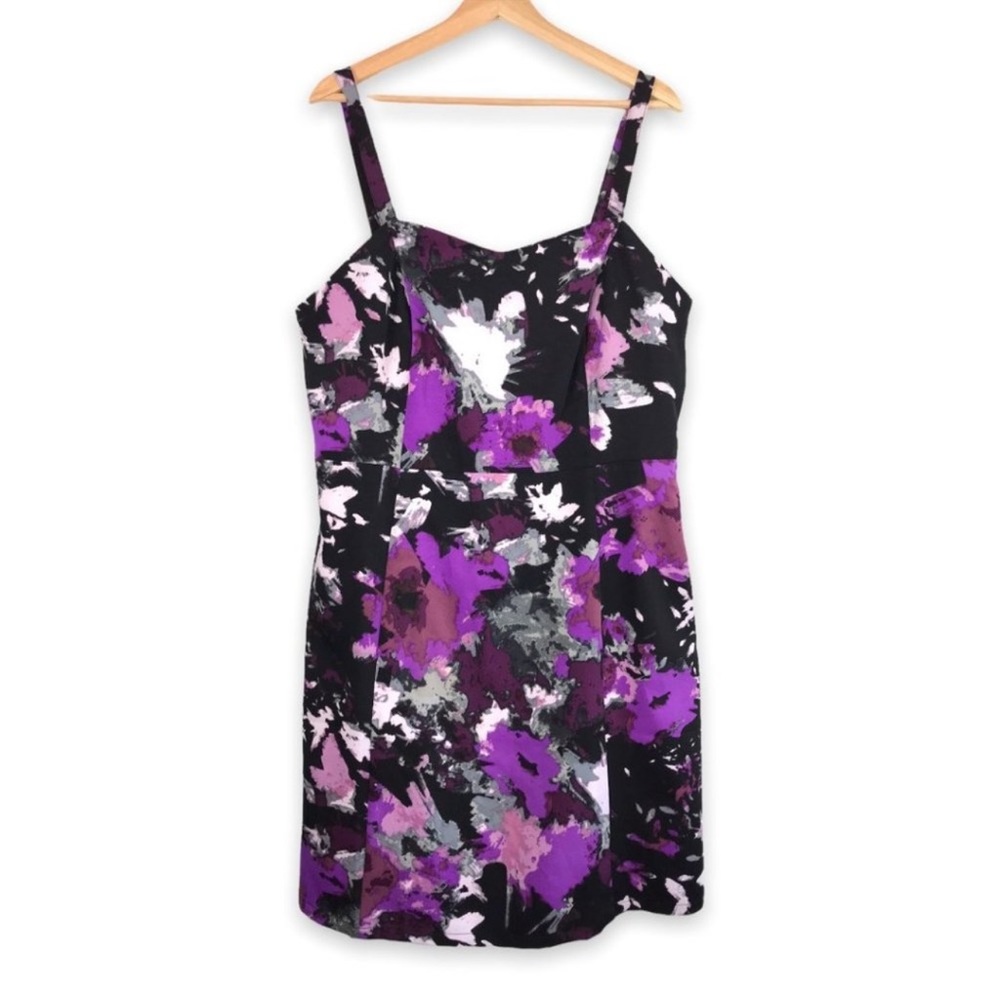 NWT Lane Bryant black purple floral cocktail dress
